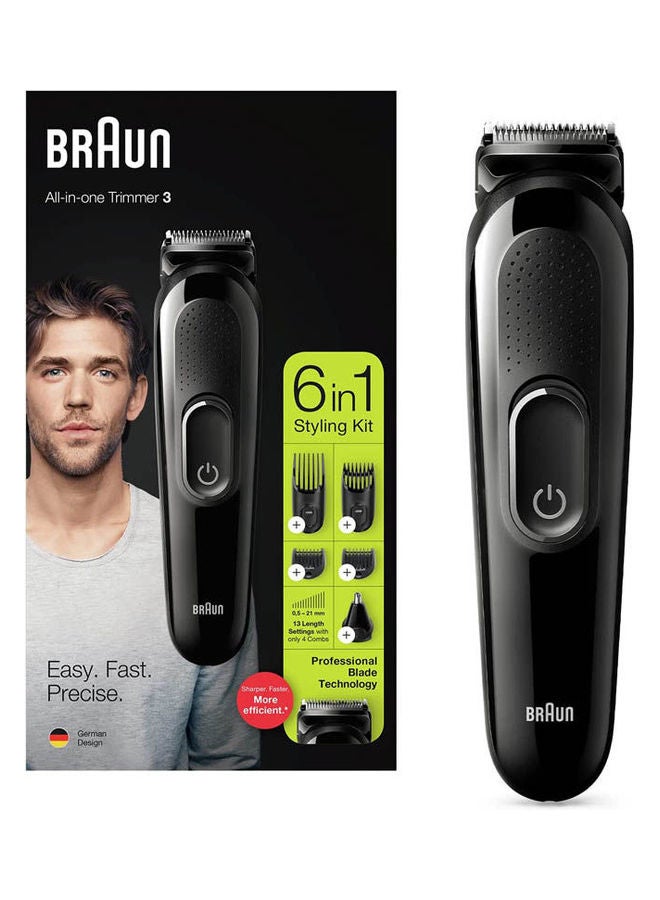 BRAUN All-In-One Trimmer MGK3220 6-In-1 Trimmer- 5 Attachments Black 300grams - Image 1