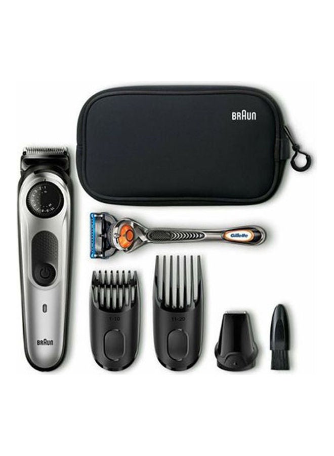 BRAUN Beard Trimmer BT5960TS With Precision Dial, 3 Attachments And Gillette Fusion5 ProGlide Razor, Include Protective Travel Bag Grey  - Image 1