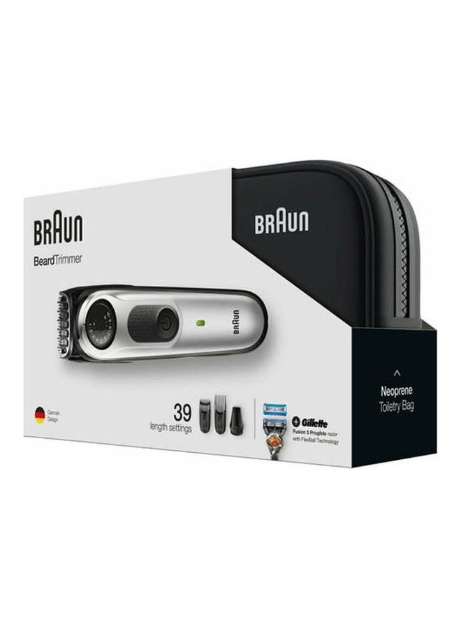 BRAUN Beard Trimmer BT5960TS With Precision Dial, 3 Attachments And Gillette Fusion5 ProGlide Razor, Include Protective Travel Bag Grey  - Image 2