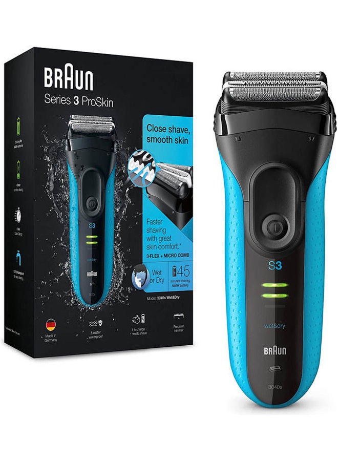 BRAUN - Series 3 ProSkin 3040s Rechargeable Wet&Dry Electric Shaver Blue - Image 1