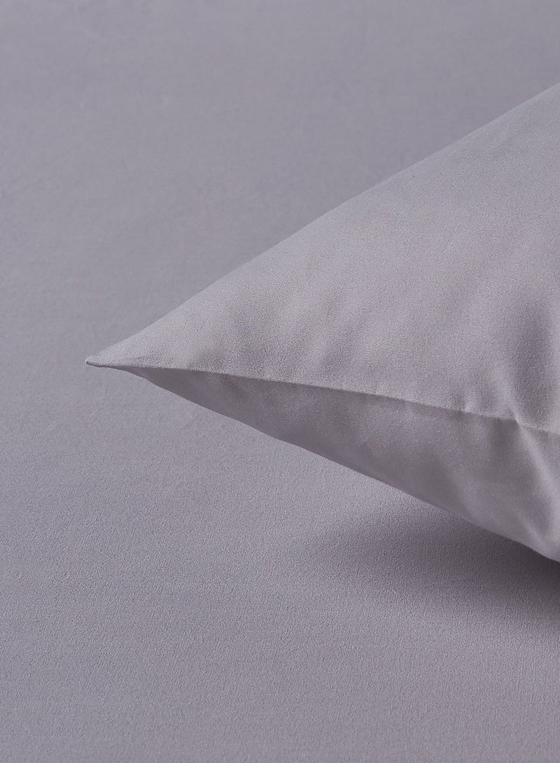Noon East Fitted Bedsheet Set King Size 100% Cotton Premium Quality 300 TC Everyday Use Breathable And Soft, With 1 Bed Sheet 200X200 Cm + 25cm And 2 Pillow Cases 50X75 Cm - Light Grey Light Grey King  - Image 4