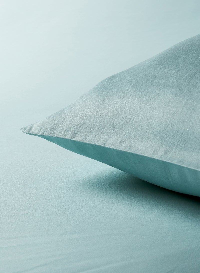 Noon East - Fitted Bedsheet Set Single Size  100% Organic Cotton Premium Quality 220 TC Breathable And Soft 1 Bed Sheet And 2 Pillow Cases Sage Color Sage 120 x 200 + 33cm - Image 1