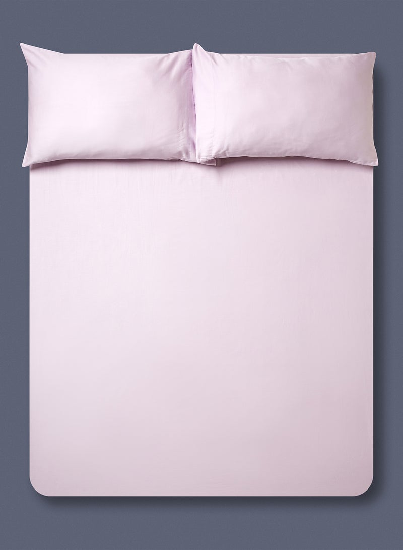 Noon East - Fitted Bedsheet Set Super King Size  100% Organic Cotton Premium Quality 220 TC Breathable And Soft 1 Bed Sheet And 2 Pillow Cases Lilac Color Lilac 200 x 200 + 33cm - Image 1