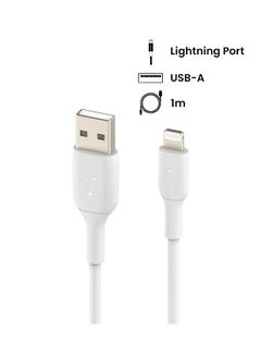 belkin BoostCharge Pro Flex Silicone USB A To Lightning Cable, MFI Certified iPhone Cable 20W Fast Charging Power Delivery For iPhone 15, 14, 13, 12, Pro, Plus, Pro Max, Mini, iPad And More - (1M) White  - Image 2