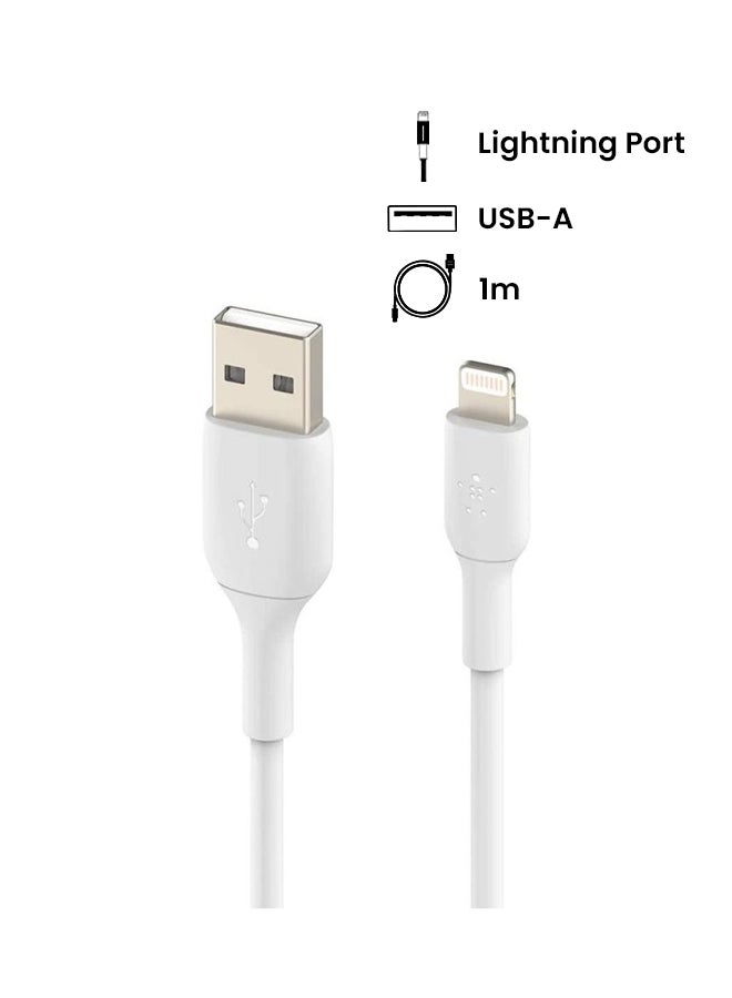 belkin - BoostCharge Pro Flex Silicone USB A To Lightning Cable, MFI Certified iPhone Cable 20W Fast Charging Power Delivery For iPhone 15, 14, 13, 12, Pro, Plus, Pro Max, Mini, iPad And More - (1M) White - Image 1