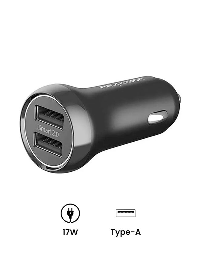 RAVPOWER 3-In-1 17W Car Charger With Mount And Cable Black  - Image 2