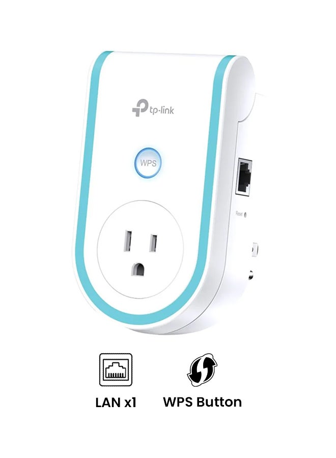 TP-LINK - AC1200 Wi-Fi Range Extender With AC Passthrough 4.9 x 2.8 x 3.0inch White/Blue - Image 1
