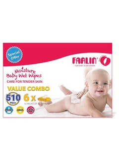 FARLIN Pack Of 6 Soft Texture Anti Rash Wet Wipes Value Combo For Baby, 510 Count  - Image 5