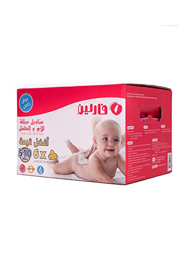 FARLIN - Pack Of 6 Soft Texture Anti Rash Wet Wipes Value Combo For Baby, 510 Count - Image 1