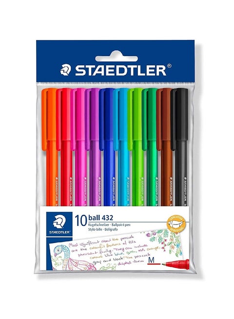 Triangular Ballpoint Pen Set, Pack Of 10 Multicolour