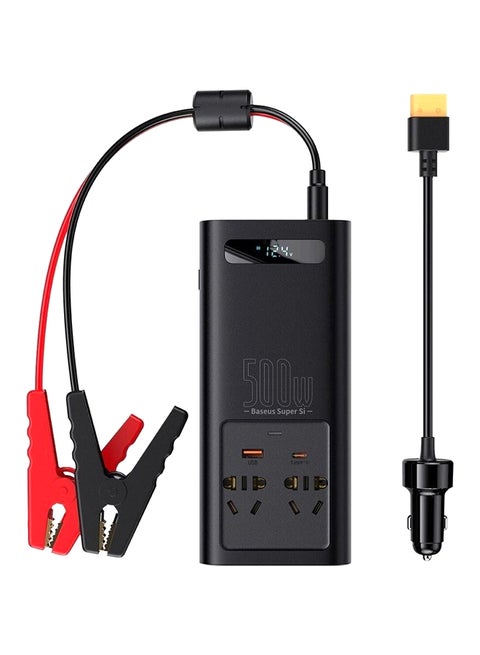 IGBT Technology Power Inverter 500W Type-C USB AC Socket Car Charger (220V US/EU) High Power Multi-function Inverter with Cooling Fan for Camping/Self-driving Trip