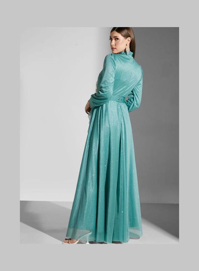 Khizana - Waterfall Frill Dress Blue - Image 1