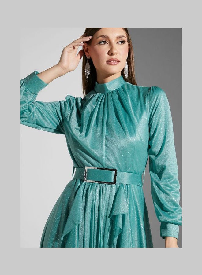 Khizana - Waterfall Frill Dress Blue - Image 1