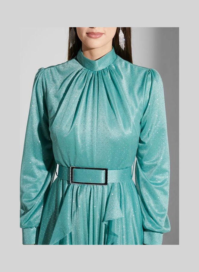 Khizana - Waterfall Frill Dress Blue - Image 1