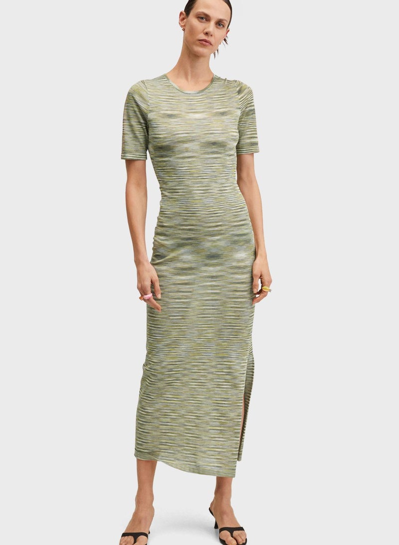 MANGO - Knitted Bodycon Dress Yellow - Image 1