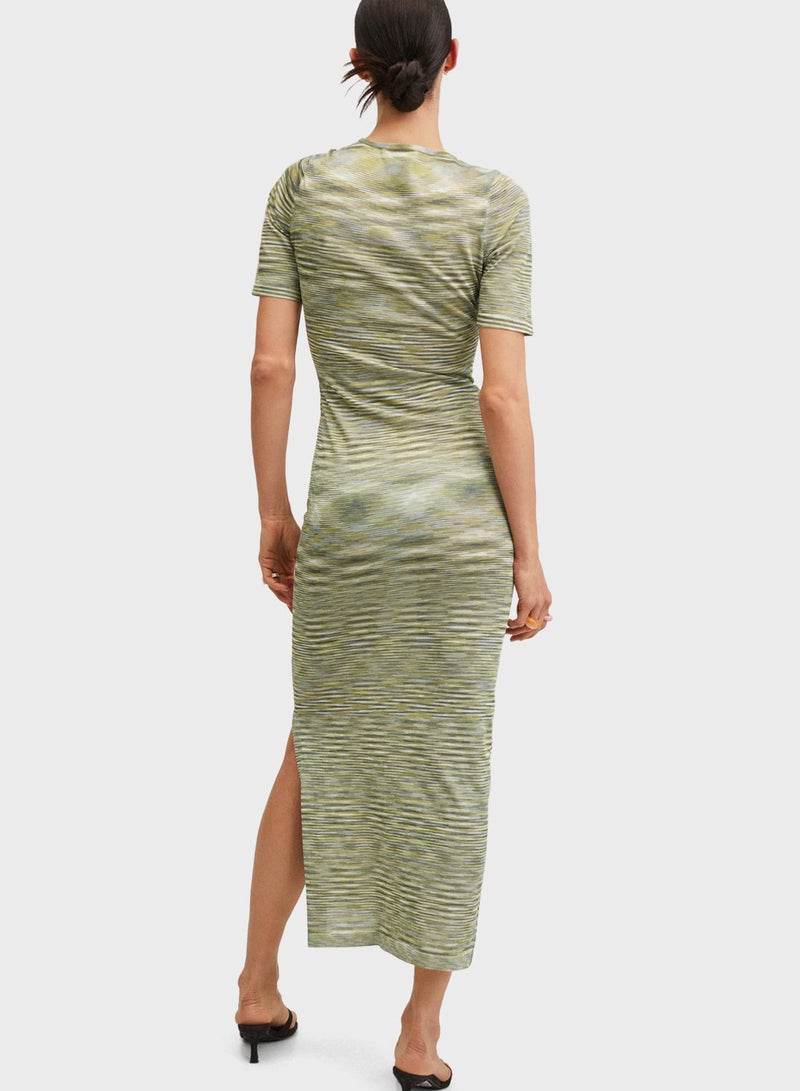 MANGO - Knitted Bodycon Dress Yellow - Image 1