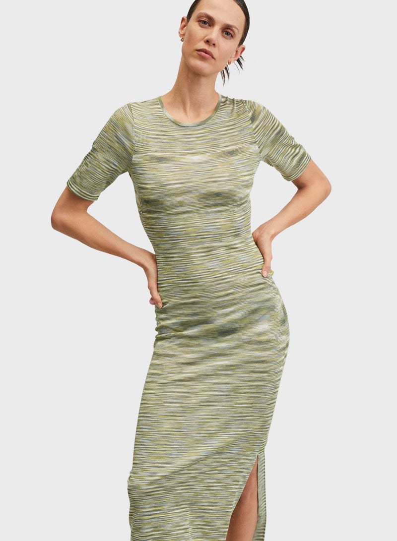 MANGO - Knitted Bodycon Dress Yellow - Image 1