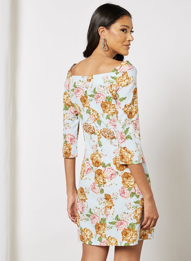 Aila Women's Casual Boat Neck Half Sleeve  Print Mini Dress Multicolour  - Image 2