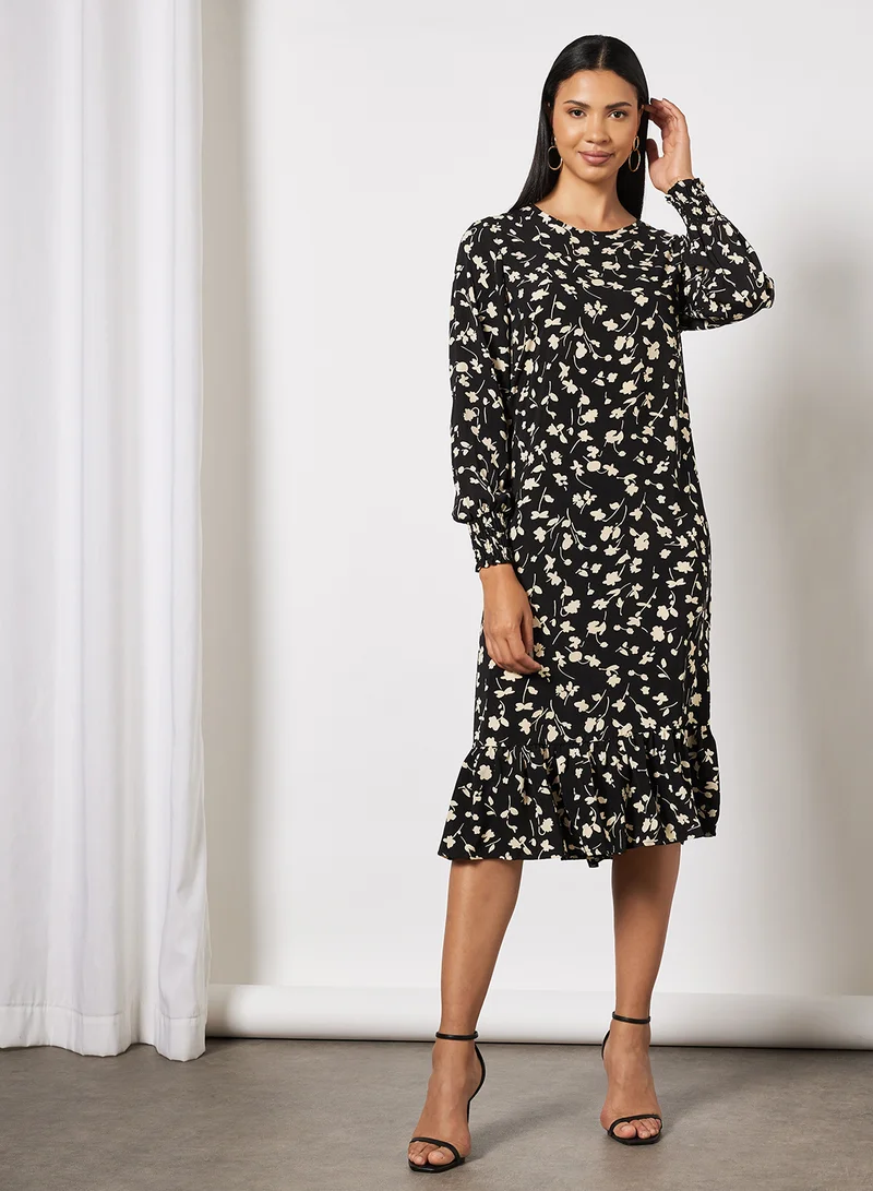 NA-KD Flounce Midi Dress