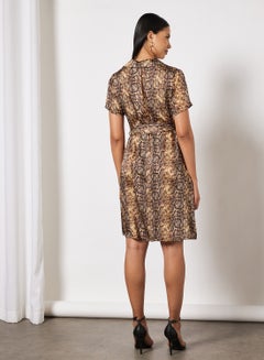 NA-KD Snake Print  Short Sleeve Midi Dress Multicolour  - Image 2