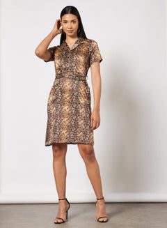 NA-KD Snake Print  Short Sleeve Midi Dress Multicolour  - Image 4