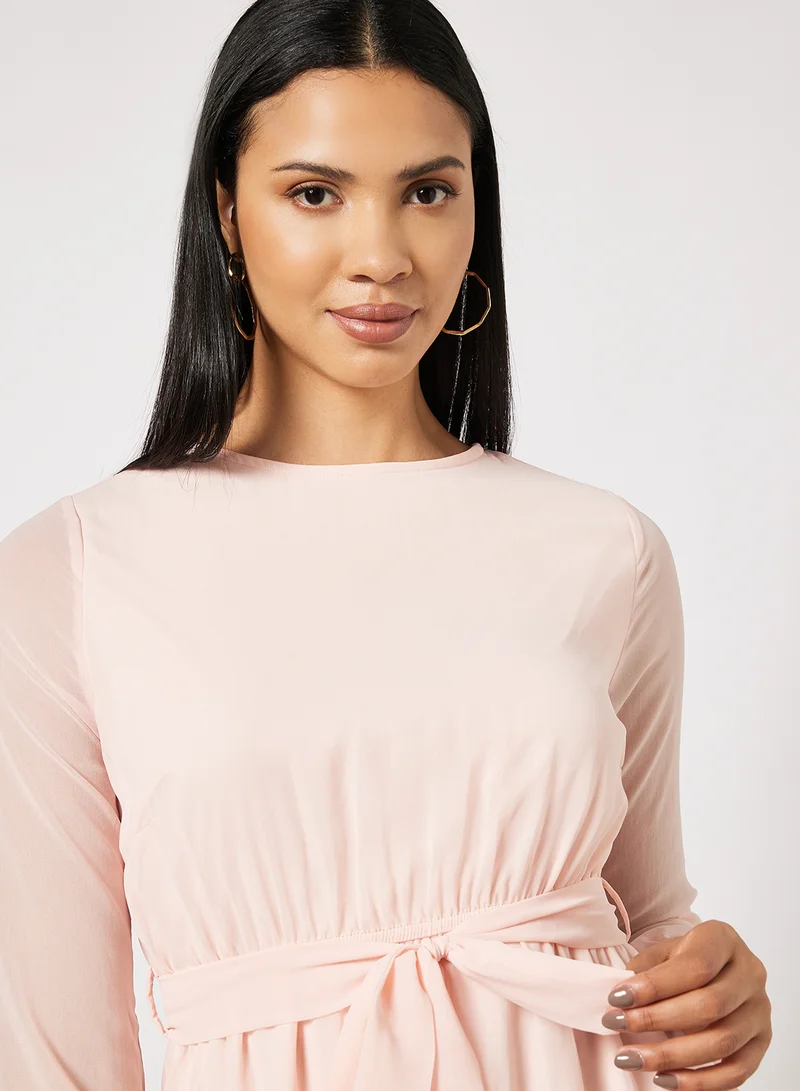 NA-KD Blouson Sleeve Dress Beige