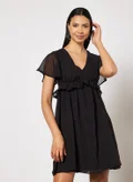 NA-KD Ruffled Trim Dress Black