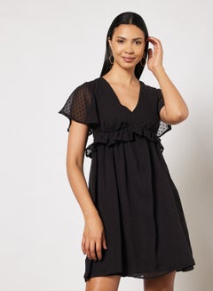 NA-KD Ruffled Trim Dress Black  - Image 1