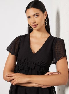 NA-KD Ruffled Trim Dress Black  - Image 3