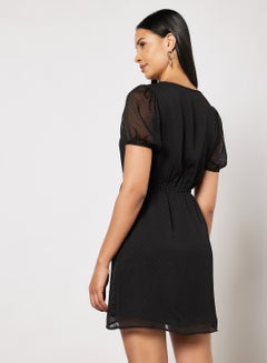 NA-KD Dobby Overlap Mini Dress Black  - Image 2