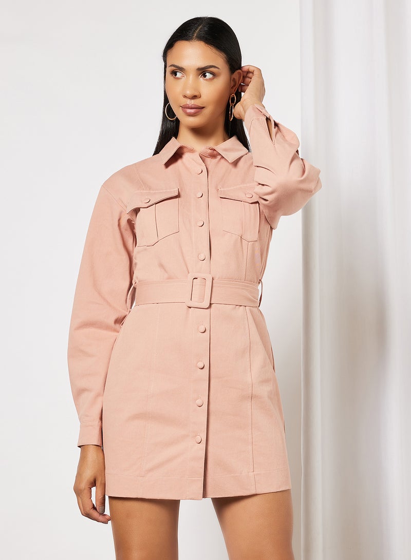 Belted Utility Dress Light Pink - v1650285274/N45284174V_1