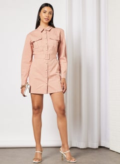NA-KD Belted Utility Dress Light Pink  - Image 4