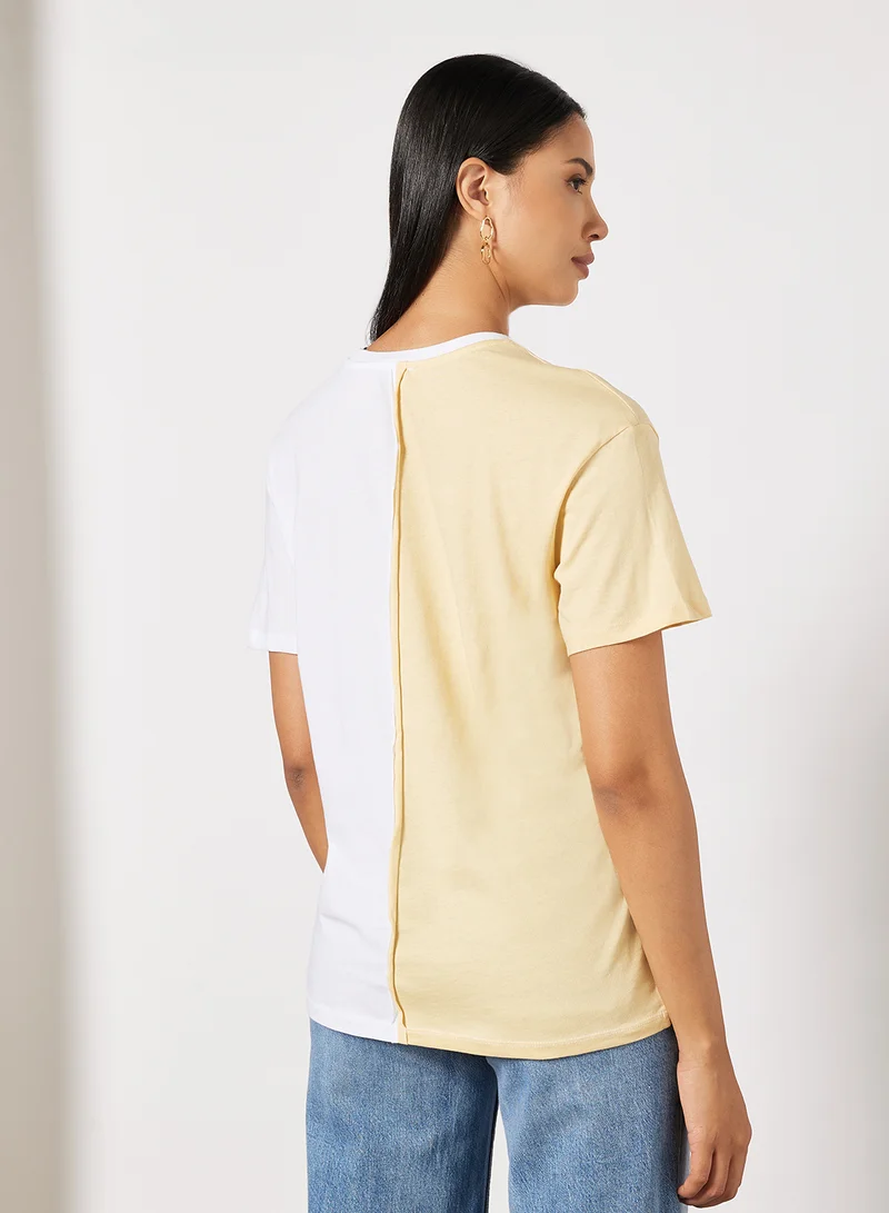 NA-KD Block Pattern Round Neck T-Shirt