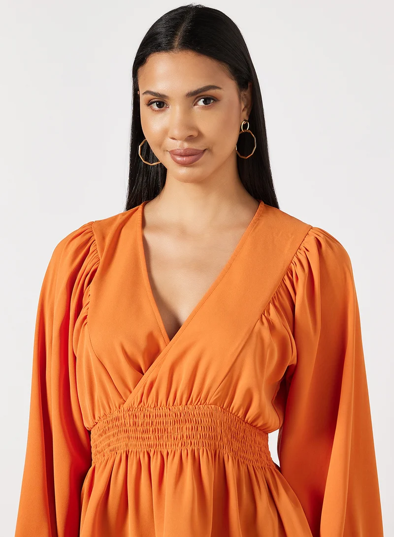 NA-KD Puff Sleeve Top Orange