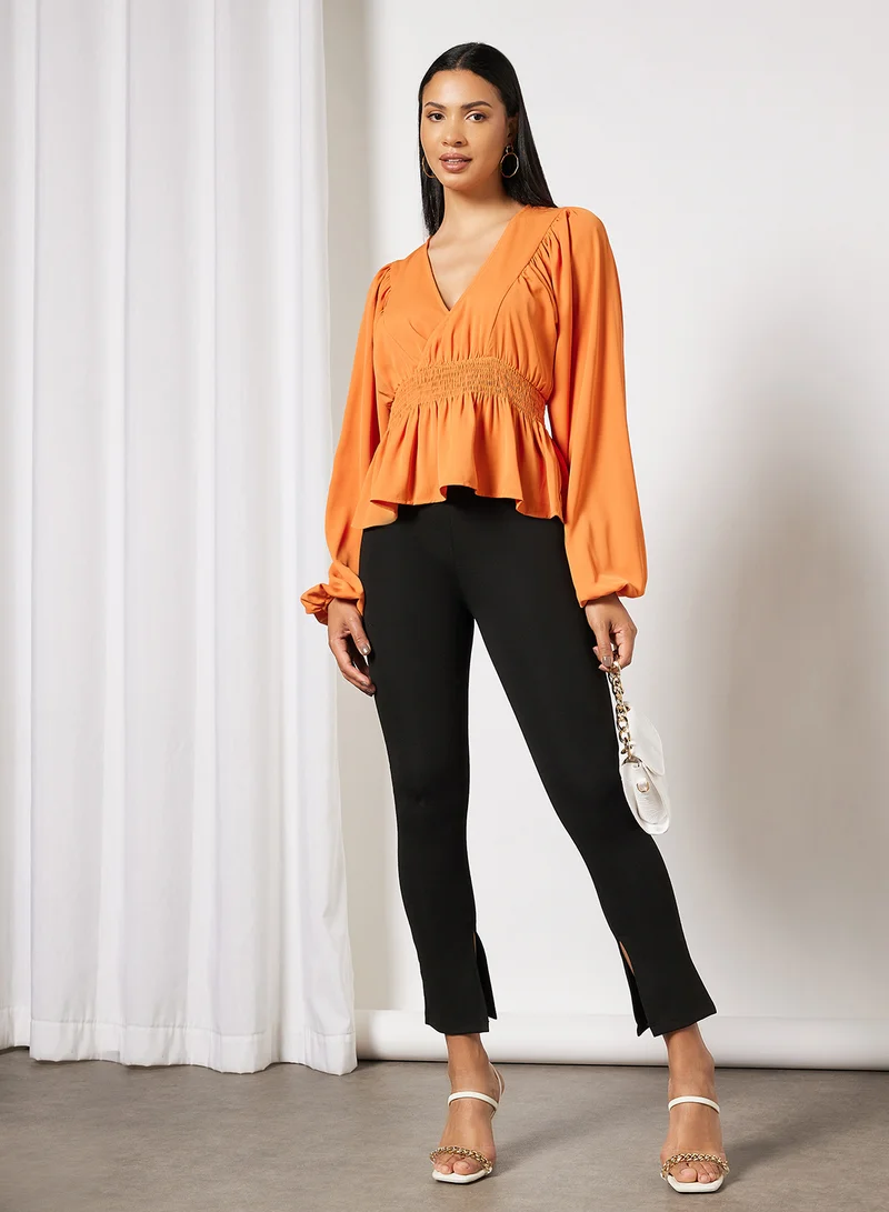 NA-KD Puff Sleeve Top Orange