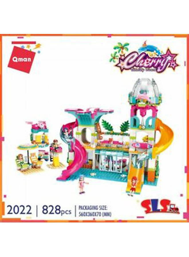 Qman - 828Q Enlighten Cherry Girls Waterpark Building Block Set 828 Pcs 4_years - Image 1