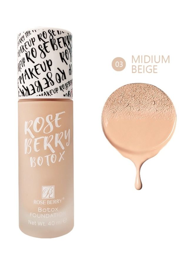 ROSE BERRY 24H Waterproof Botox Matte Cover Foundation 03 Medium Beige  - Image 2