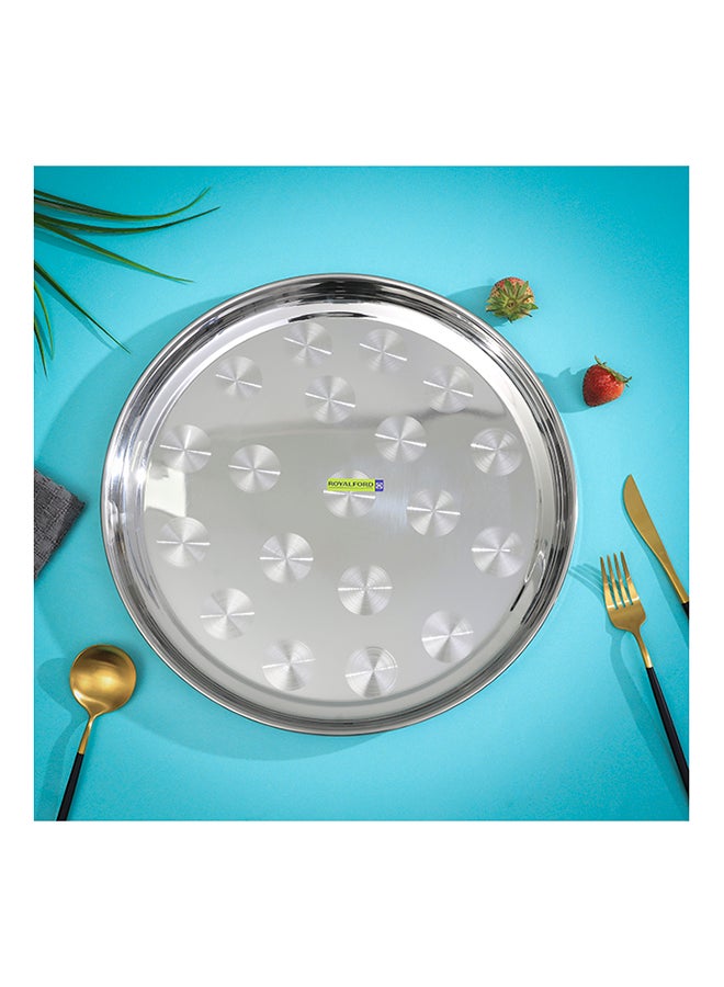 Royalford Round Serving Tray Silver 24inch  - Image 2