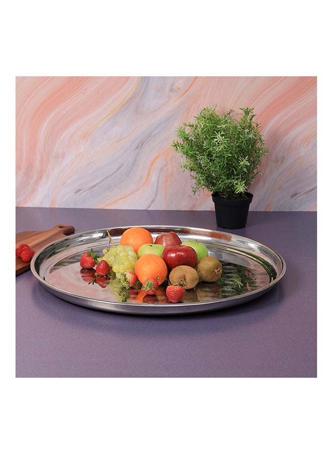 Royalford Round Serving Tray Silver 24inch  - Image 3