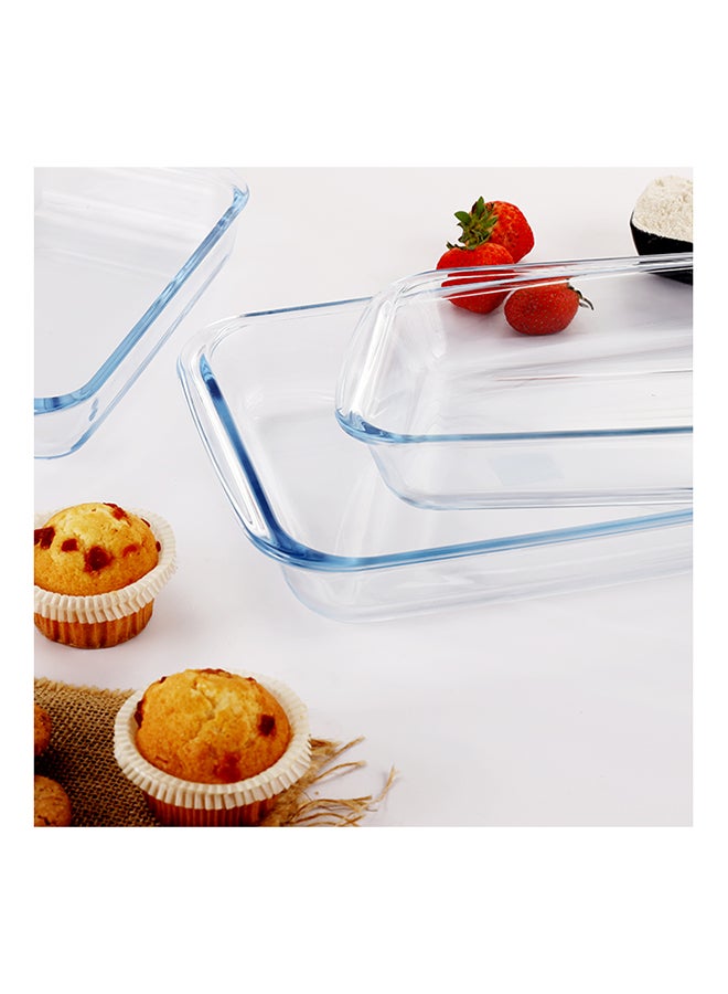 Royalford - Baking Tray Set Borosilicate Glass Rectangular Coventional Oven Safe Up To 300C Clear 2.9kg - Image 1