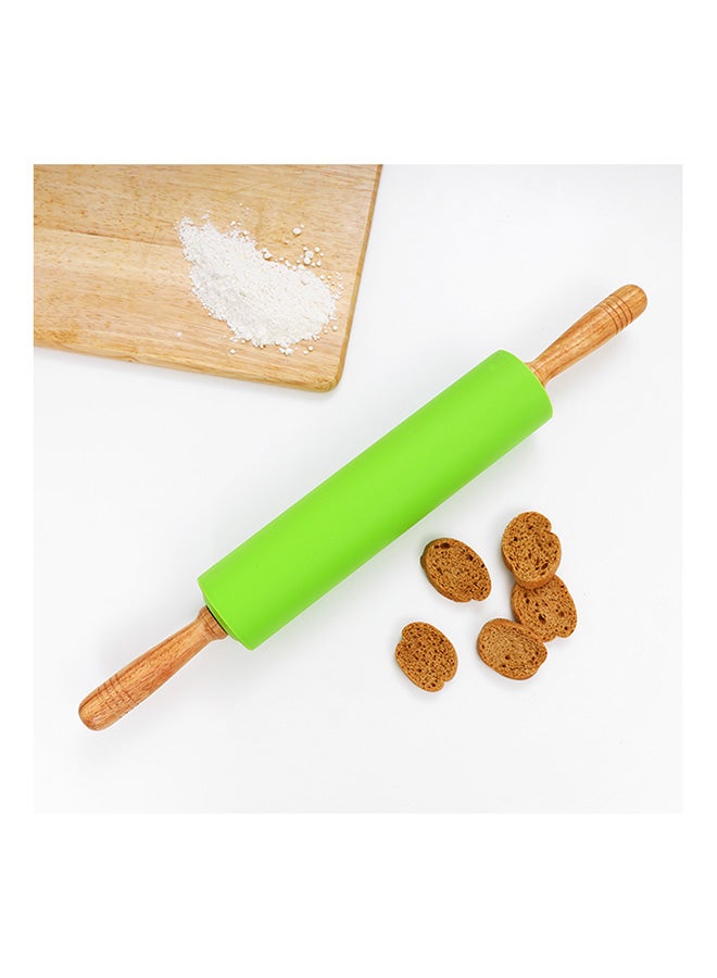 Deluxe Rolling Pin Silicone Cover Wooden Handle Multi Color 6X52 Cm