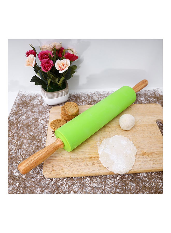 Deluxe Rolling Pin Silicone Cover Wooden Handle Multi Color 6X52 Cm