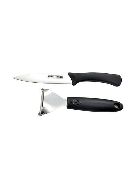 2-Piece Utlity Knife Set Silver Black 26cm