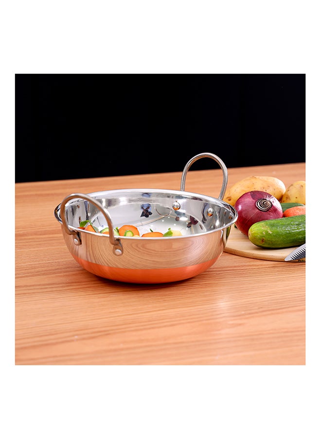 Copper Bottom Kadai With Ss Handle  Made In India Multicolor Multicolor 21cm