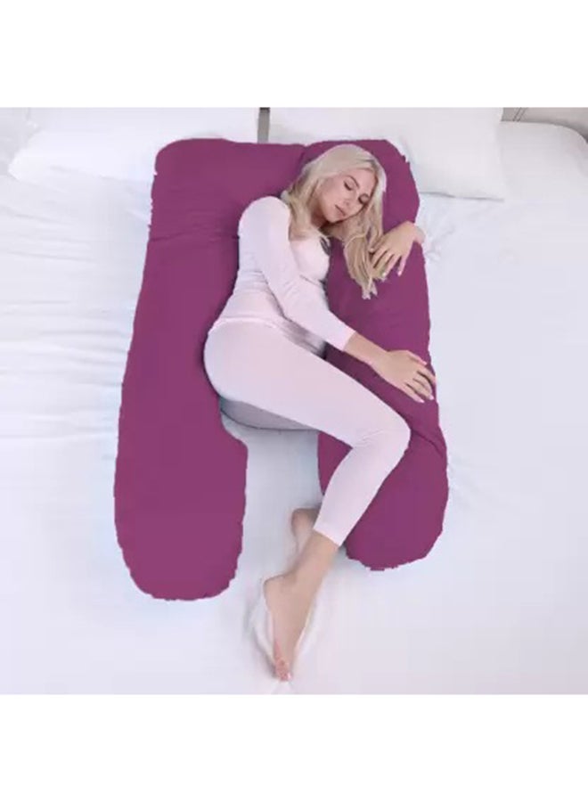 Multifunctional Comfortable Maternity U Shape Body Pillow Cotton, Purple, 75x125centimeter Cotton Purple 75x125cm  - Image 3