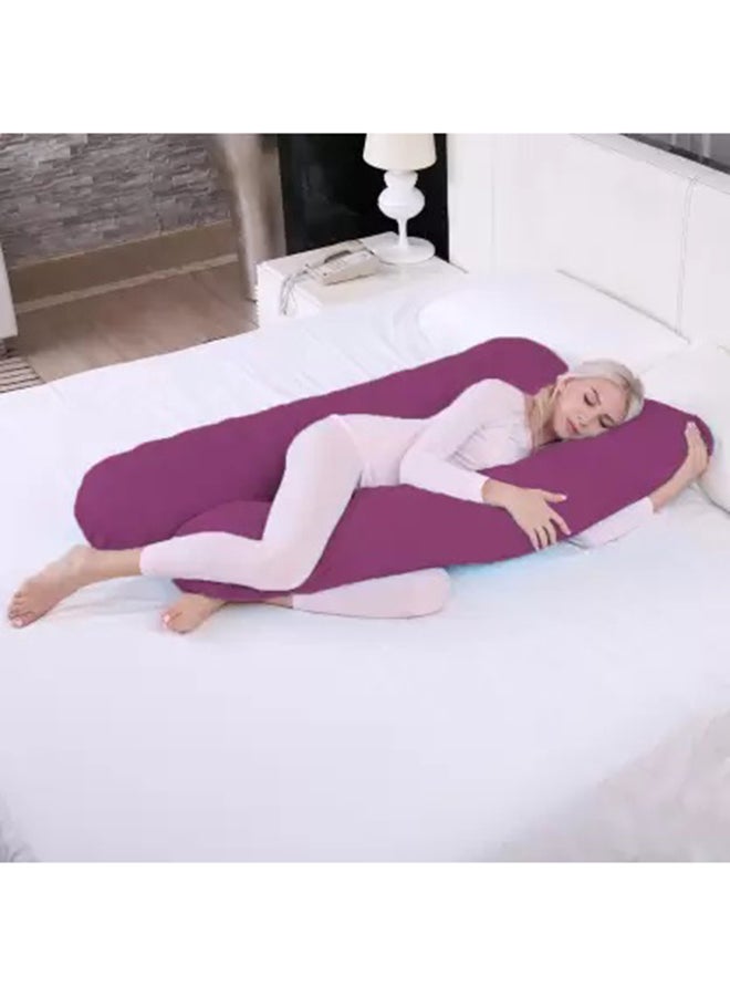 Multifunctional Comfortable Maternity U Shape Body Pillow Cotton, Purple, 75x125centimeter Cotton Purple 75x125cm  - Image 5