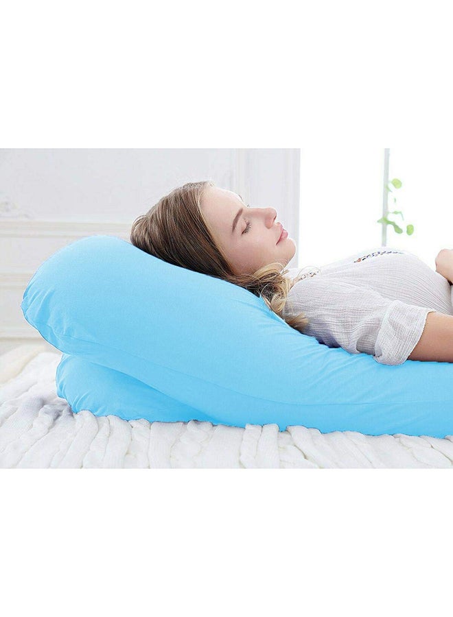 Mother Comfort High-Quality Multifunctional U Shape Comfortable Maternity Pillow Microfiber Blue 70x25x120cm  - Image 3