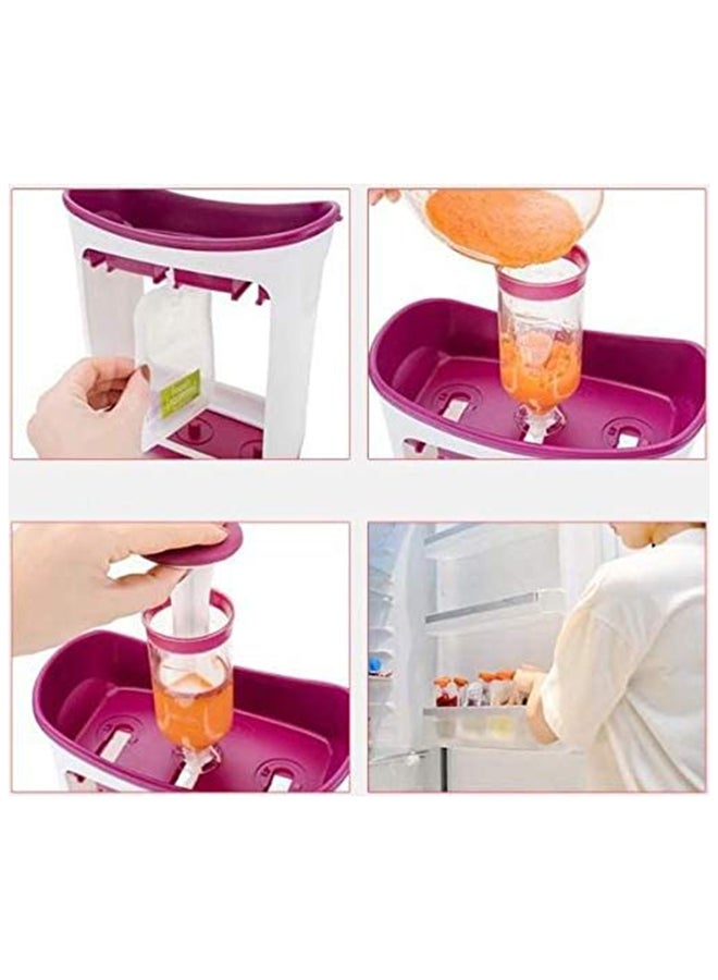 Feeding Line Squeeze Station Container, Food Pouch for Newborn Baby Store Homemade Fruit and Vegetable Puree, Soup, Smoothies, Porridge Include Feeding Spoon (Purple)  - Image 5