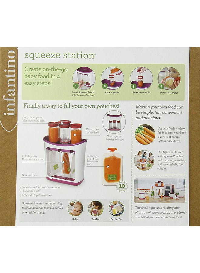 Feeding Line Squeeze Station Container, Food Pouch for Newborn Baby Store Homemade Fruit and Vegetable Puree, Soup, Smoothies, Porridge Include Feeding Spoon (Purple)  - Image 4