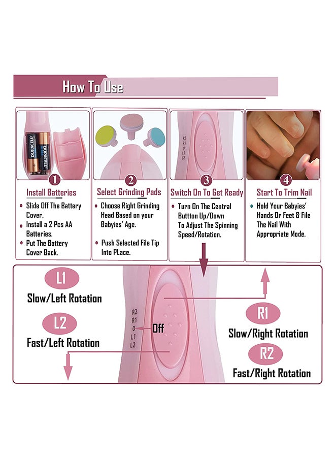 Generic - 6-In-1 Electric Nail File Trimmer Tool Set With LED Light For Children - Image 1